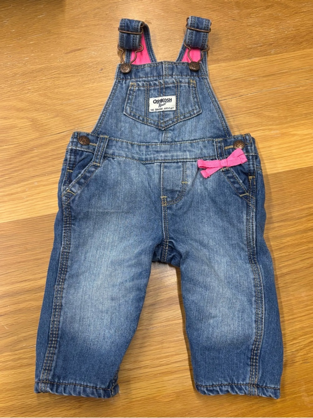 OshKosh B'gosh Pink Fleece Lined Denim Overalls